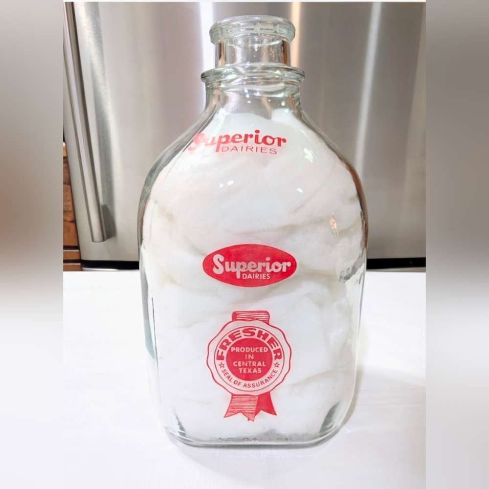 MCM Superior Dairies 1 Gallon Glass Milk Bottle Duchess Ice Cream Austin- Rare